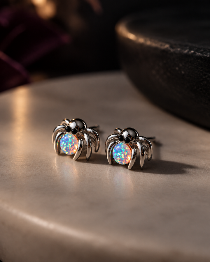 Spider Opal Stud Earrings