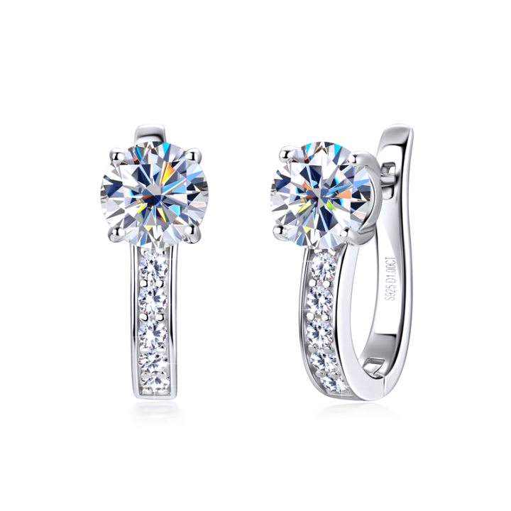 Channel Huggie Earrings (White Gold)
