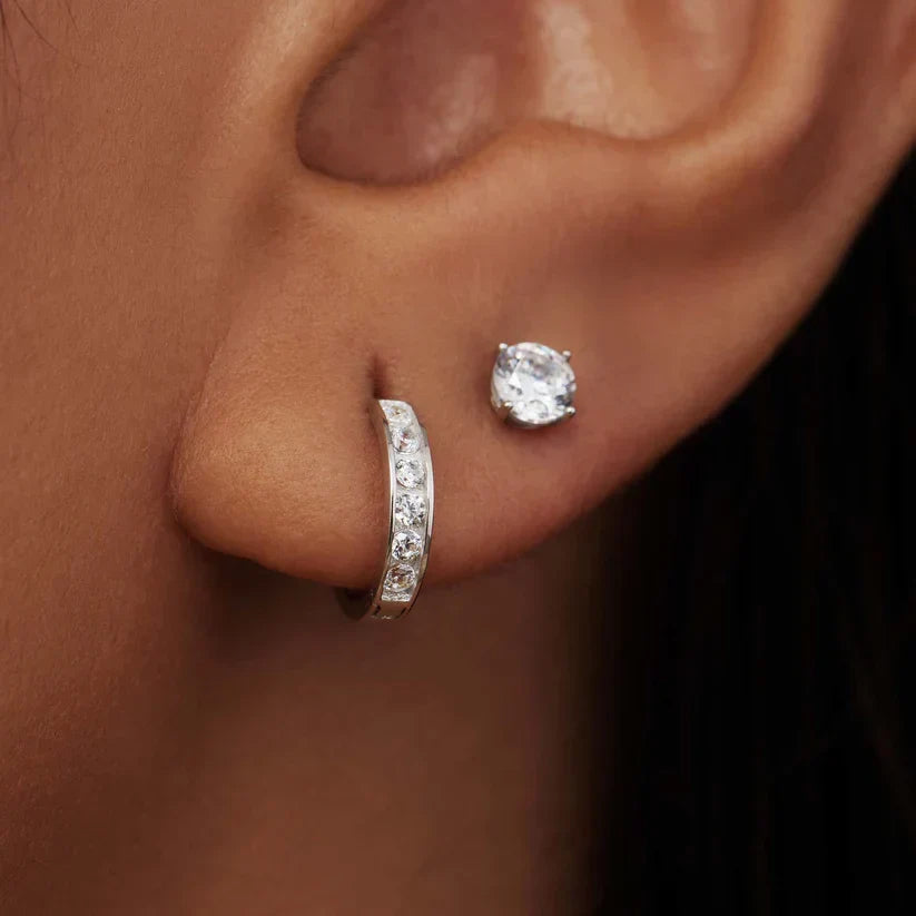Dara Brillane Stone Earrings Set (White Gold)