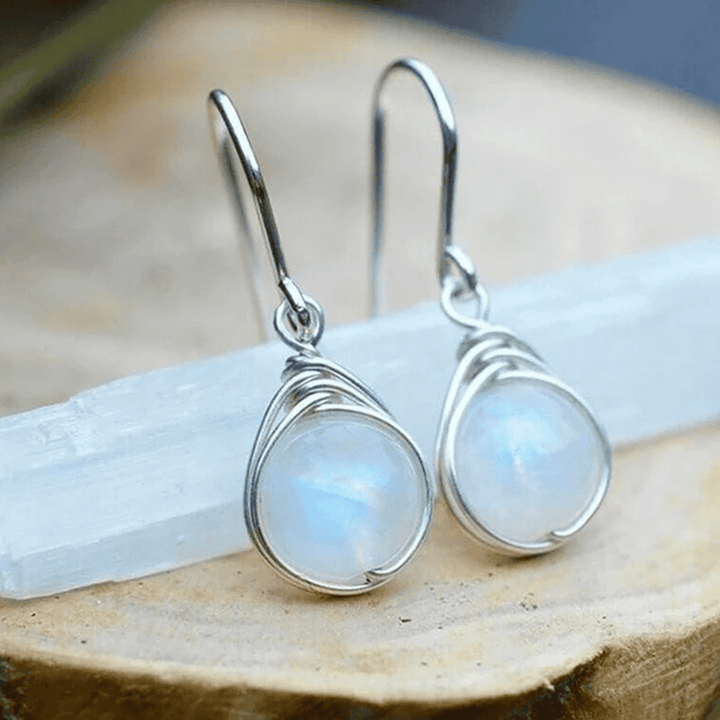 Silver Moonstone Drop Earrings