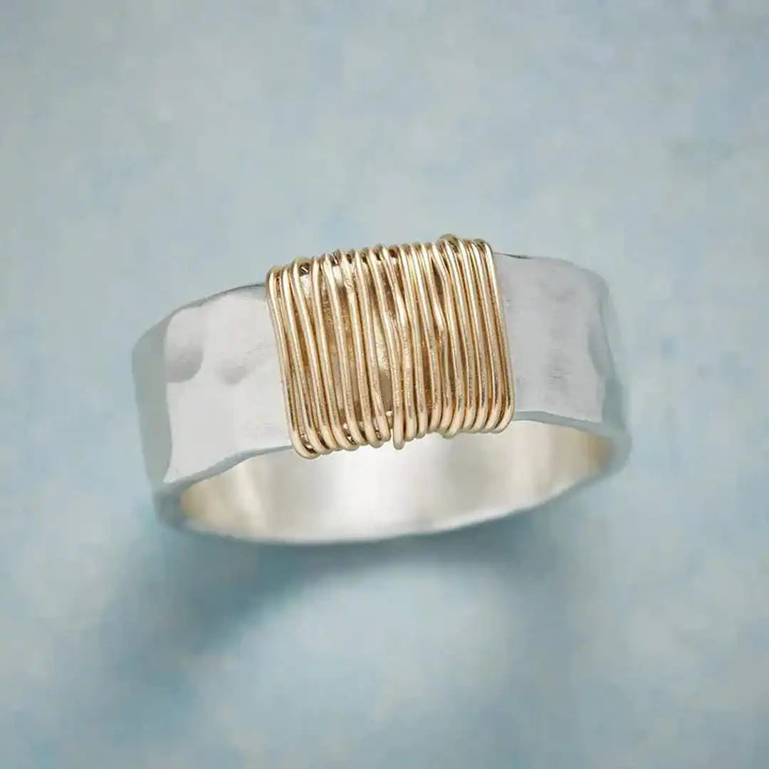 Gold Wire Silver Ring