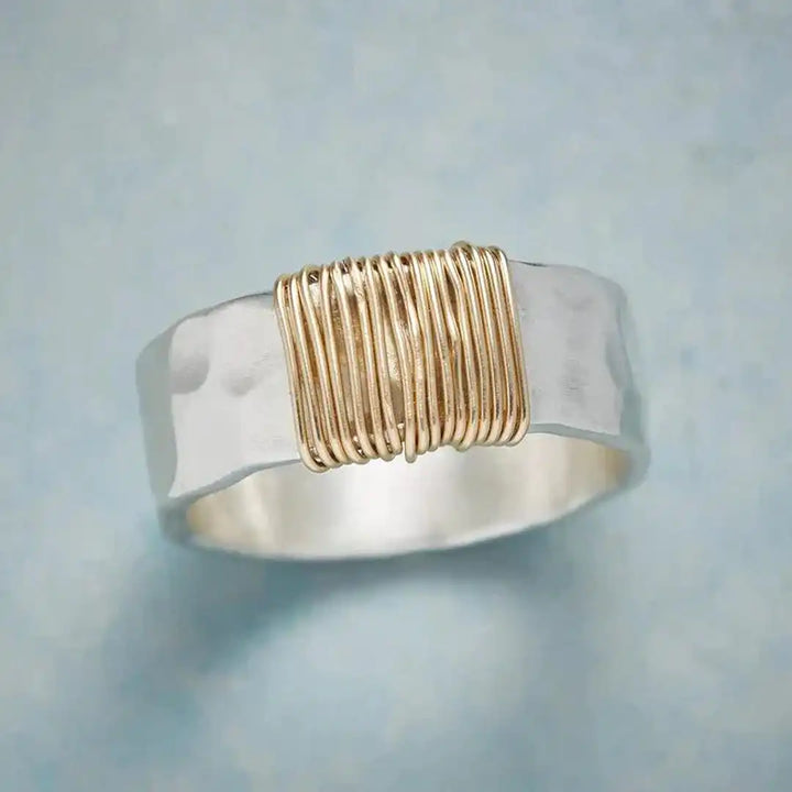 Gold Wire Silver Ring