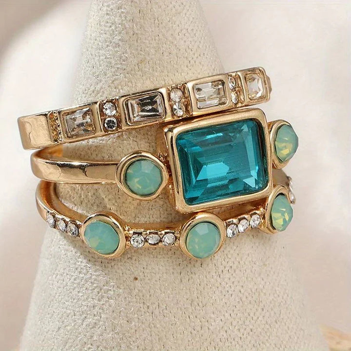 Timeless Azure Ring Set