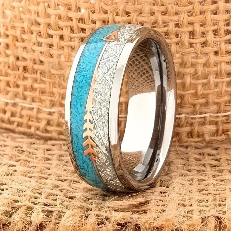 Antique Enamel Silver Ring (White Gold)