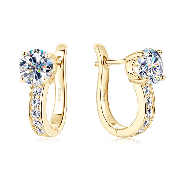 Channel Huggie Earrings (White Gold)