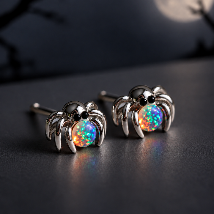 Spider Opal Stud Earrings