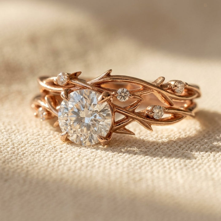 Vintage White Gold Colored Filigree Oval Ring Set