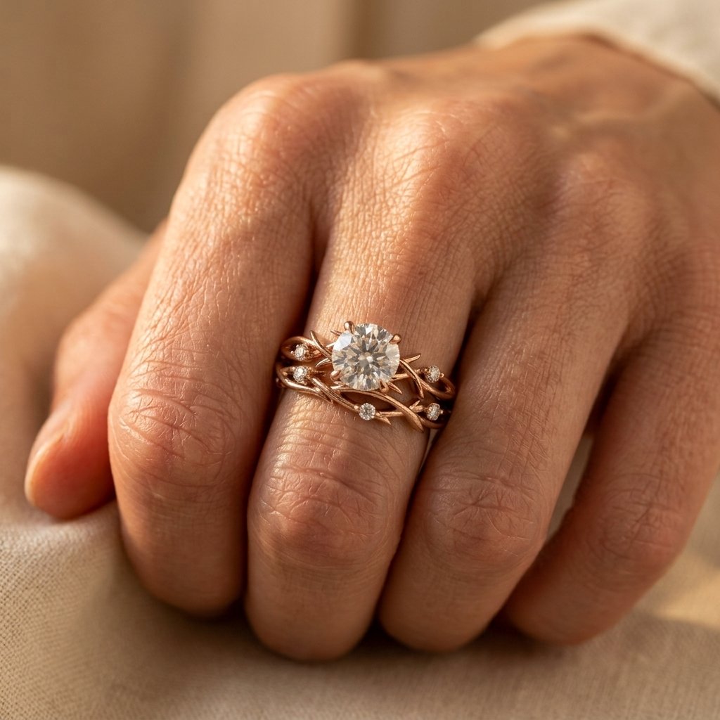 Vintage White Gold Colored Filigree Oval Ring Set