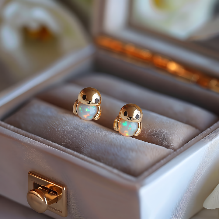 Seal Opal Stud Earrings