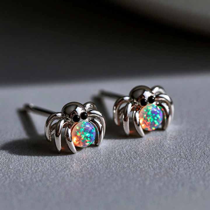Spider Opal Stud Earrings